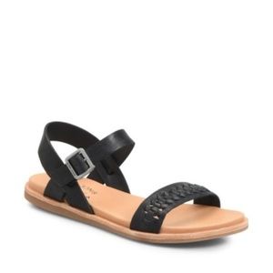 Kork-Ease Yucca Black Braided Leather Flat Sandals Size 7